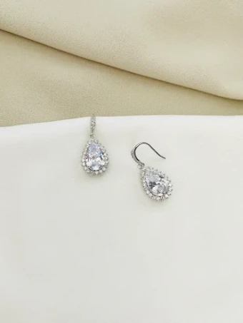 Circle Park Bridal E078-SC ~ Teardrop Earrings #0 default Silver thumbnail
