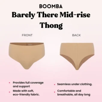Boomba BOOMBA Mid-Rise Thong Underwear #1 Beige thumbnail