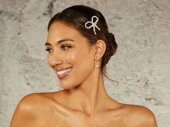 EnVogue Bridal HC2426 ~ Bow Hair Clip #0 default Ivory/Silver thumbnail